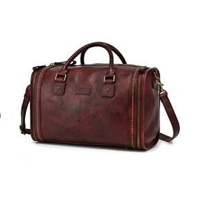 OLD TREND Sophisticated Burgundy Leather Duffel Bag UNISEX